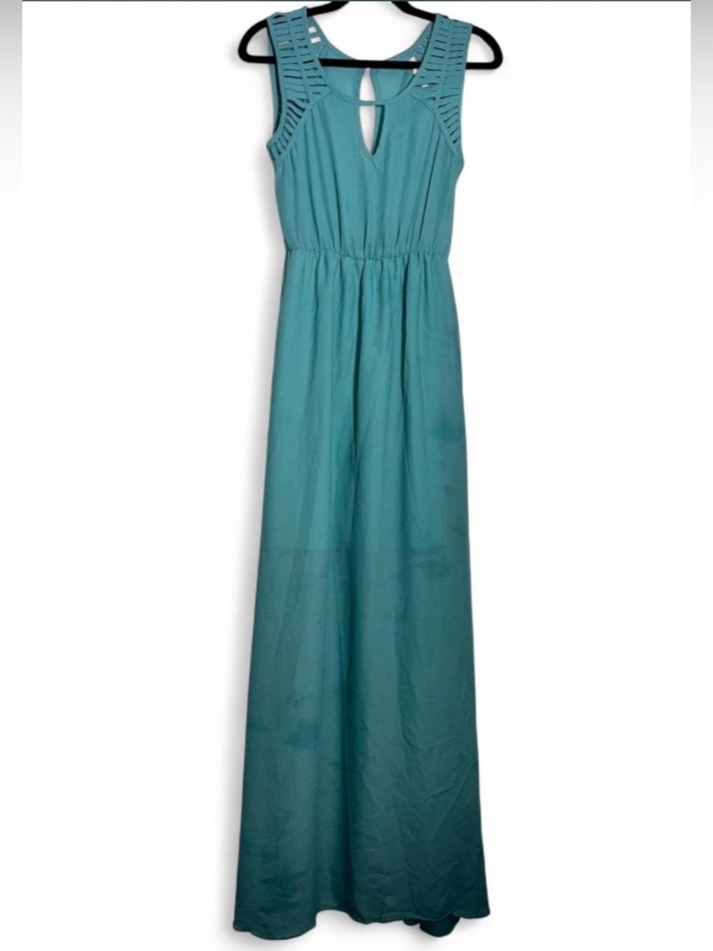 Sleeveless Teal Maxi Dress with Cutout Back